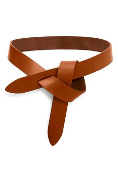 The French design house cinches off your look with a boho finish in a smooth calfskin-leather belt designed with a sculpturally knotted closure. 1 1/8" belt width Thread-through closure Leather Made in France Wide Leather Belt Nordstrom, To Wear, Leather Ideas, Belt Design, Bag Design, French Design, Design House, Leather Craft, Isabel Marant