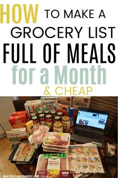 grocery list full of meals for a month and cheap