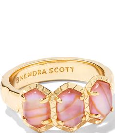 From Kendra Scott&#x2C; this ring features:Band ringPlated brass/stoneApprox. 0.18" W bandImported. Kendra Scott Jack Band Ring, Kendra Scott Opal Ring, Kendra Scott Jewelry Rings, Preppy Rings, Ring Stacking Ideas, Preppy Jewelry, Pink Iridescent, Prom Jewelry, Dope Jewelry