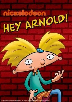 an image of a cartoon character with the words hey arnold written on it