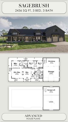 the floor plan for this ranch house is very large and has three car garages