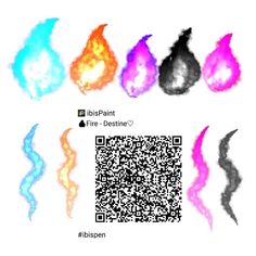 an image of fire and flames with qr code on the bottom right side, in different colors