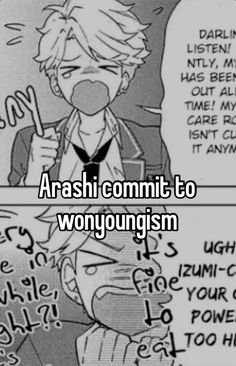 two comics with the words arashi commit to wonyoungism