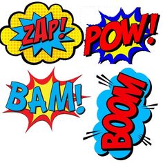 comic speech bubbles with the words pow and boom