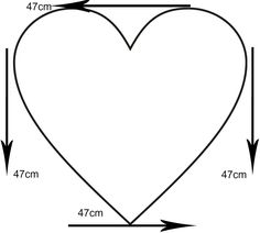 a large heart is shown with measurements for the width and length, as well as how to measure it