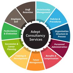 a circular diagram with the words adopt, constitancy services and other things in it