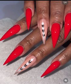 Nail It, Red Pointy Nails Stilettos, Spring Stiletto Nails 2024, Red Ombre Acrylic Nails, Stiletto Nail Design, Red Pointy Nails, Red Stiletto Nails Designs, Fall Stiletto Nails Design, Red Stiletto Nails