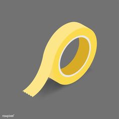 a roll of yellow tape on a gray background