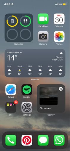 an iphone screen with various icons and buttons on the bottom right hand corner, including two different settings