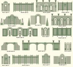 the different types of fences and gates are depicted in this diagram, which shows how to use