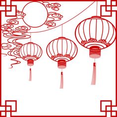 three chinese lanterns hanging from the ceiling