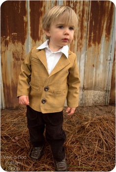 "*Buy 3 or more and save 10% with the code \"save10\" *Buy 5 or more and save 15% with the code \"save15\" *Buy 10 or more and save 25% with the code \"save25\" The Little Gentleman Suit Jacket is ready for any special occasion! Perfect for the holidays, weddings, blessing day and other special events. The Little Gentleman Suit Jacket features a notched collar, back vent and optional welt pockets. Dress it down for your dapper little man in corduroy or twill and the Little Gentleman makes the pe Young Boy Outfits, Suit Jacket Pattern, Boys Blazer, Boys Sewing Patterns, Learning How To Sew, Childrens Clothing Patterns, Gentleman Suit, Junie B Jones