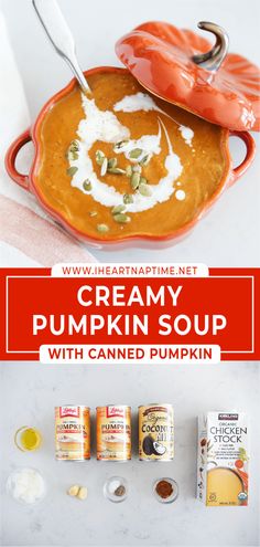 creamy pumpkin soup with canned pumpkin seeds