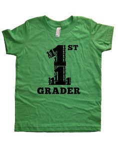 First Grade Tshirt 1st Grader Shirt Boys by SunshineMountainTees Green Letter Print T-shirt For End Of School Year, Green Text Print T-shirt For School, Green Graphic Print School Shirt, Green Graphic Print Shirt For School, Green Tops With Name Print For Birthday, Green Letter Print Top For Birthday, Green Letter Print Tops For Birthday, Green School Tops With Text Print, Green Text Print School Tops