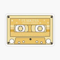 an old yellow cassette sticker with the words fearless and two tape recorders on it