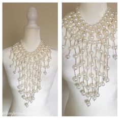 Pearls Galore Massive And Long Fashion Faux Pearl Statement Necklace Drapes On The Neck And Over Chest Area Soooo Glamorously!!Has Adjustable Lobster Claw Clasp For Closure. Measures About 20 Inches In The Last Loop. Gold Tone Rhinestone Rings Are Between The Pearls. Beautiful Accessory With A Solid Color Dress.Nwot Same Or Next Day Shipping Bundle 3 Or More Items For Discount And Free Shipping Thank You For Viewing My Listing White Pearl Bib Necklaces For Party, White Pearl Bib Necklace For Party, White Bib Necklaces For Wedding, White Bib Necklace For Wedding, Rhinestone Rings, Pearl Statement Necklace, Big Pearl, Rhinestone Ring, Solid Color Dress