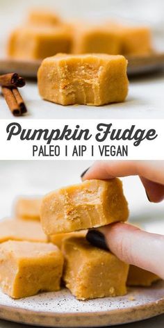 pumpkin fudge palen i aip vegan on a plate