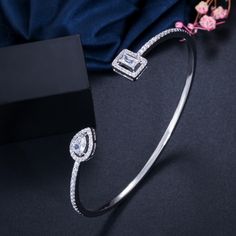 If you  re looking for a fine jewelry which looks sepecial,   precious stone please consider cubic zirconia in Wedding Bracelet Gold Bangles For Women, Bangles For Women, Rose Gold Bangle, Open Cuff Bracelet, Cz Jewelry, Dress Jewelry, Cuff Bangles, Rose Gold Color, Wedding Bracelet