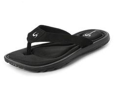 With their easy-on flip-flop silhouette, casual athletic style and comfortable memory foam, these sandals are a go-to for warm-weather days. They're perfect for the beach, pool, errands, vacation and weekends. The neutral black color ensures effortless outfit pairings so you can slip them on and be out the door. Black Slip-resistant Flip Flops For Vacation, Slip-resistant Black Flip Flops For Vacation, Black Slip-resistant Flip Flops For Beach, Black Flip Flops With Arch Support For Outdoor, Comfortable Adjustable Black Sport Sandals, Adjustable Black Comfortable Sport Sandals, Adjustable Black Sport Sandals, Black Adjustable Lightweight Flip Flops, Sporty Summer Flip Flops With Ortholite Insole