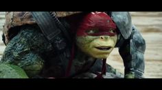 the teenage mutant from teenage turtles is in action with his head turned to look like he has