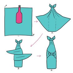 instructions to make an origami wine bottle with a bow on the top and bottom