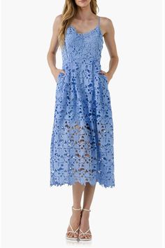 affordable wedding guest dress, cheap wedding guest dress, wedding guest dresses, wedding guest outfit, black tie wedding guest dress, cocktail wedding guest dress, #weddingguestdress Blue Lace Dress Outfit, Powder Blue Dress, Lace Dress Outfit, Fit And Flare Cocktail Dress, Cami Midi Dress, Blue Lace Dress, Rose Lace, Lace Midi, Lace Cami