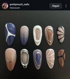 One Color Nail Art, Classy Gel X Nail Designs, Nails Opposite Hands, Nail Color Scheme Ideas, Cool Toned Nails, Cool Tone Nails, Modern Art Nails, Two Toned Nails, Nail Details