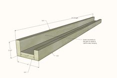 the top section of a wooden bench with measurements