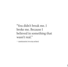 the quote you didn't break me broke me because i belived in something that was real