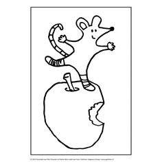 a cartoon mouse riding on top of an apple with the earth in its trunk and arms out