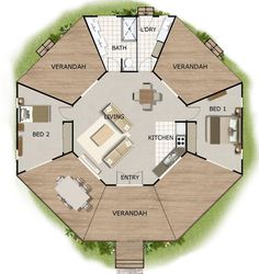 a floor plan for a small house with lots of space and furniture in the center