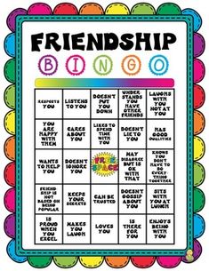 a colorful poster with the words friends bingo on it