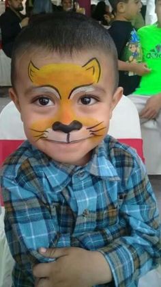 Animal Face Paintings Easy, Lion Face Paint, Neon Face Paint, Easy Face Painting Designs, Diy Face Paint, Animal Face Paintings, Festival Face Paint, Face Painting For Boys, Cheek Art