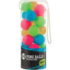 glow in the dark pong balls in a tube