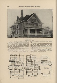 an old house is featured in the catalog for home plans and designs, including two story houses