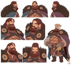 some character designs for the game, including a man with a beard and long hair