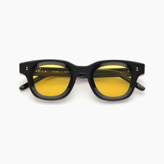 AKILA Eyewear Apollo Sunglasses in Black / Yellow Barrel Hinges, Prescription Eyewear, Eyewear Brand, Unisex Sunglasses, Eco Conscious, Mode Inspiration, Prescription Lenses, Silver Hardware, Black N Yellow