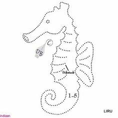 a cartoon sea horse is shown to be drawn in the shape of a dotted line