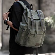 Mens Backpack Fashion, Trendy Travel Bags, Canvas Backpack Men, Retro Texture, Outdoor Canvas, Unisex Backpack, Vintage Canvas, Canvas Backpack, Men's Backpack