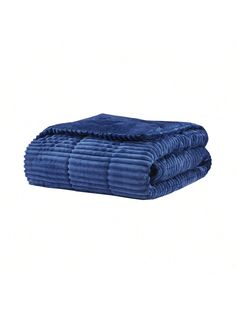 three blue towels stacked on top of each other