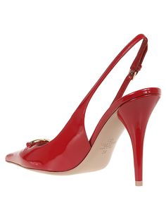 Slingback décolleté in calfskin BY VALENTINO GARAVANI. Adjustable strap closure. VLogo The Bold Edition detail. H: 10cm