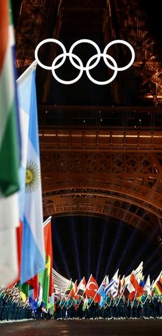 the olympic games are being held in front of the eiffel tower