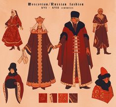 an image of medieval russian fashion paper dolls