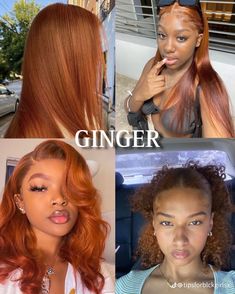 hair inspo Ginger Dye On Natural Hair, Hair Dye Ideas For Brown Skin Tone, Hair Dyes For Black Women, Hair Dye Colours Black Women, Dye Color For Black Women, Dyed Hair Inspiration For Dark Skin, Dyed Hair On Dark Skin Women, Dye Natural Hair Black Women Colour, Different Hair Colors For Black Women