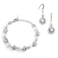 a bracelet and earring set with pearls