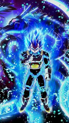 the dragon ball character is surrounded by blue lights