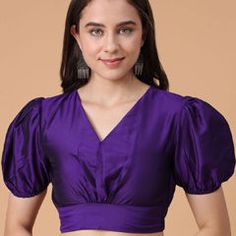 Purple and Violet color Blouse in Satin Silk fabric with Thread work Elegant Multicolor Unstitched Blouse, Fitted Purple Silk Blouse, Purple V-neck Blouse For Formal Occasions, Purple V-neck Formal Blouse, Fitted Purple Padded Blouse, Formal Purple Summer Blouse, Elegant Multicolor Short Sleeve Blouse, Elegant Padded Purple Blouse, Fitted Purple Blouse With Padding