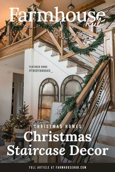 the cover of farmhouse christmas staircase decor