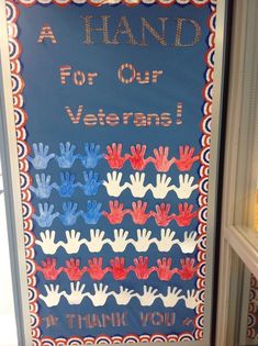 a hand for our veterans sign in front of an open refrigerator with the words thank you on it