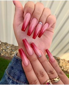 Spring Nail Sets, Nails Graduation, Gradation Nails, New Year Nails, Red Ombre Nails, Elegant Touch Nails, Summer Nail Ideas